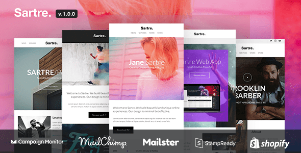 Sartre - Responsive Email Toolkit: 120+ Sections +  MailChimp + Mailster + Shopify Notifications