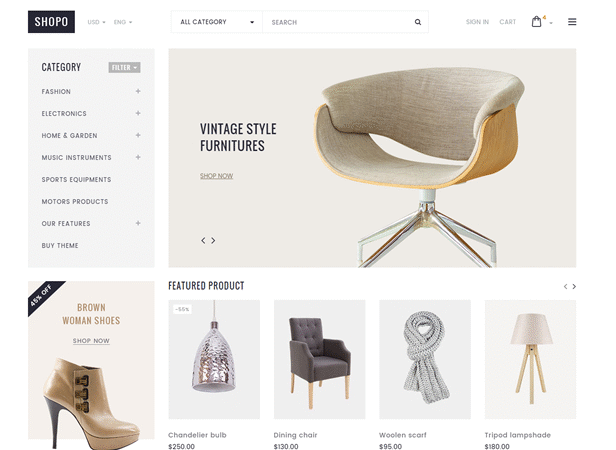 Shopo - Simple and clean responsive Shopify template