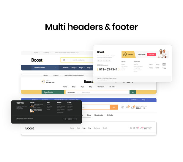 Minimalist shopify theme - multiple header and footer styles