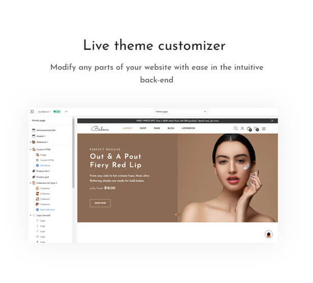 Bedove Wonderful Cosmetics and Spa Shopify theme features