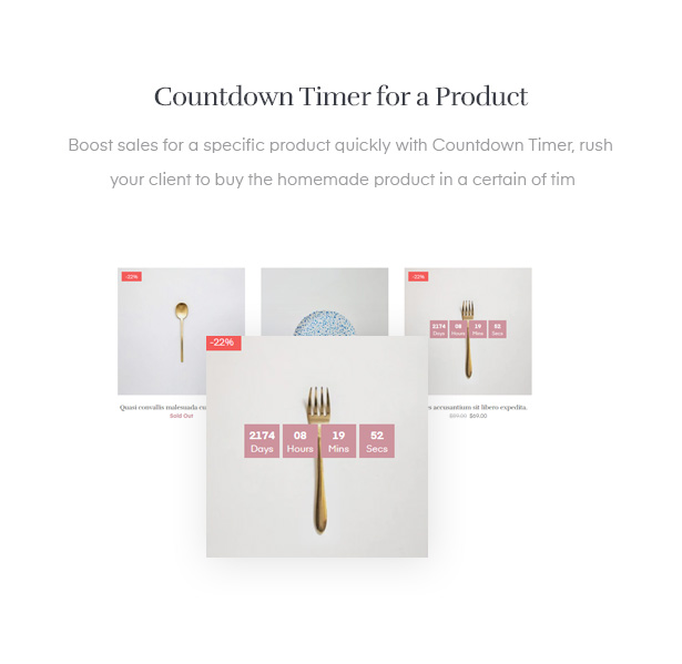 Countdown timer for a product