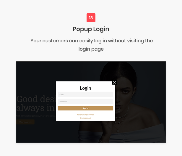 Pop-up login