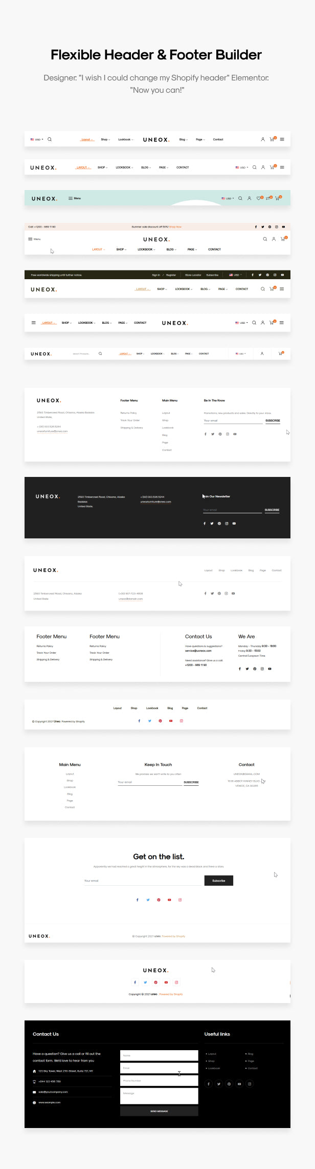 Multiple headers and multiple footers