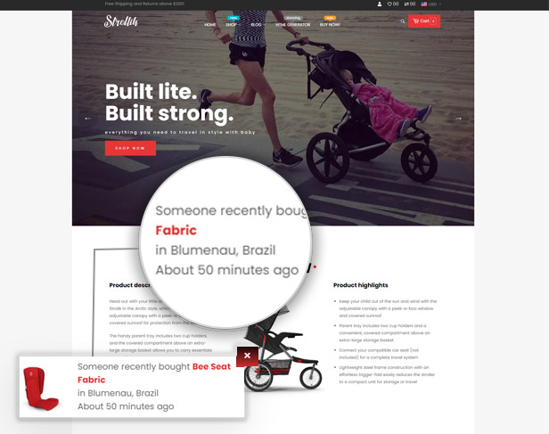 Product sales kit popup