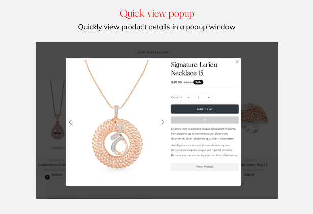 Quick popup view