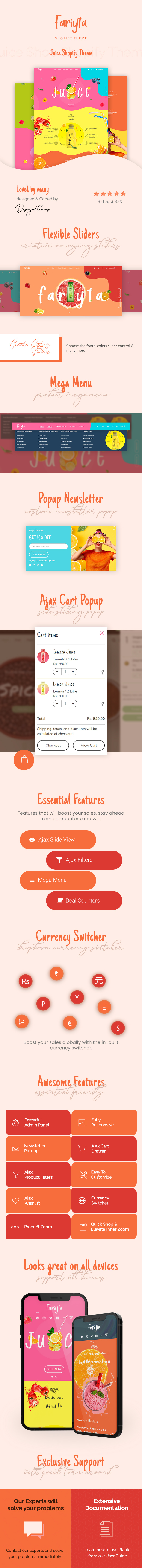 Faryita - Shopify themed juice and health drinks - 1
