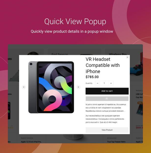 Quick popup view