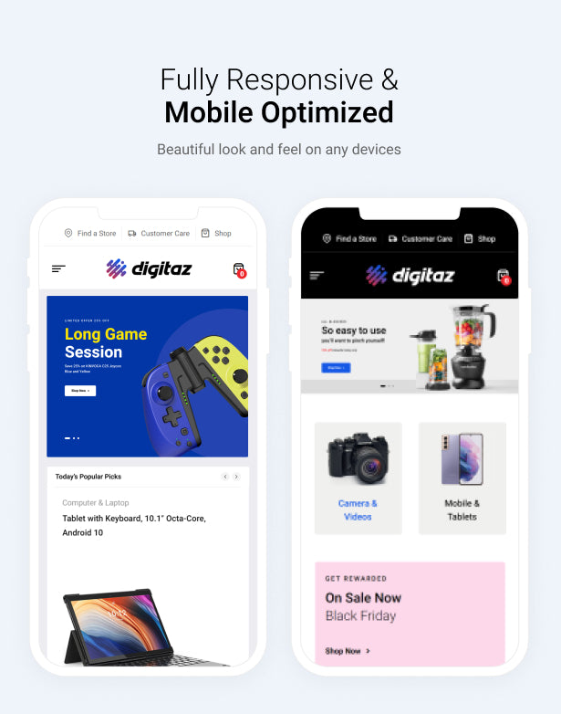 Fully responsive and optimized for mobile