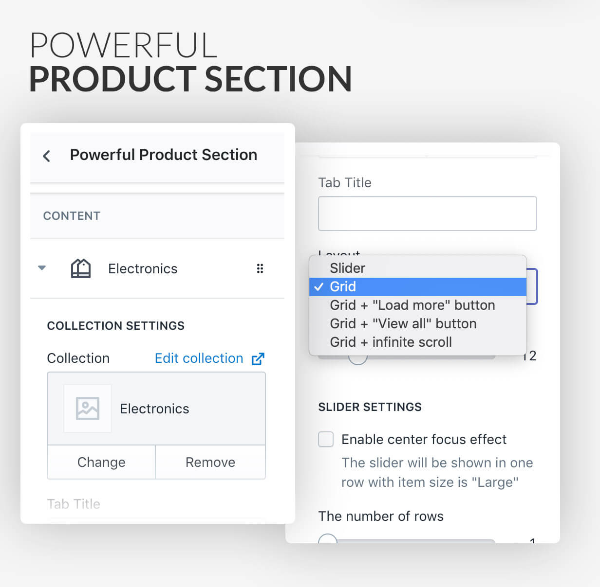 Powerful product section