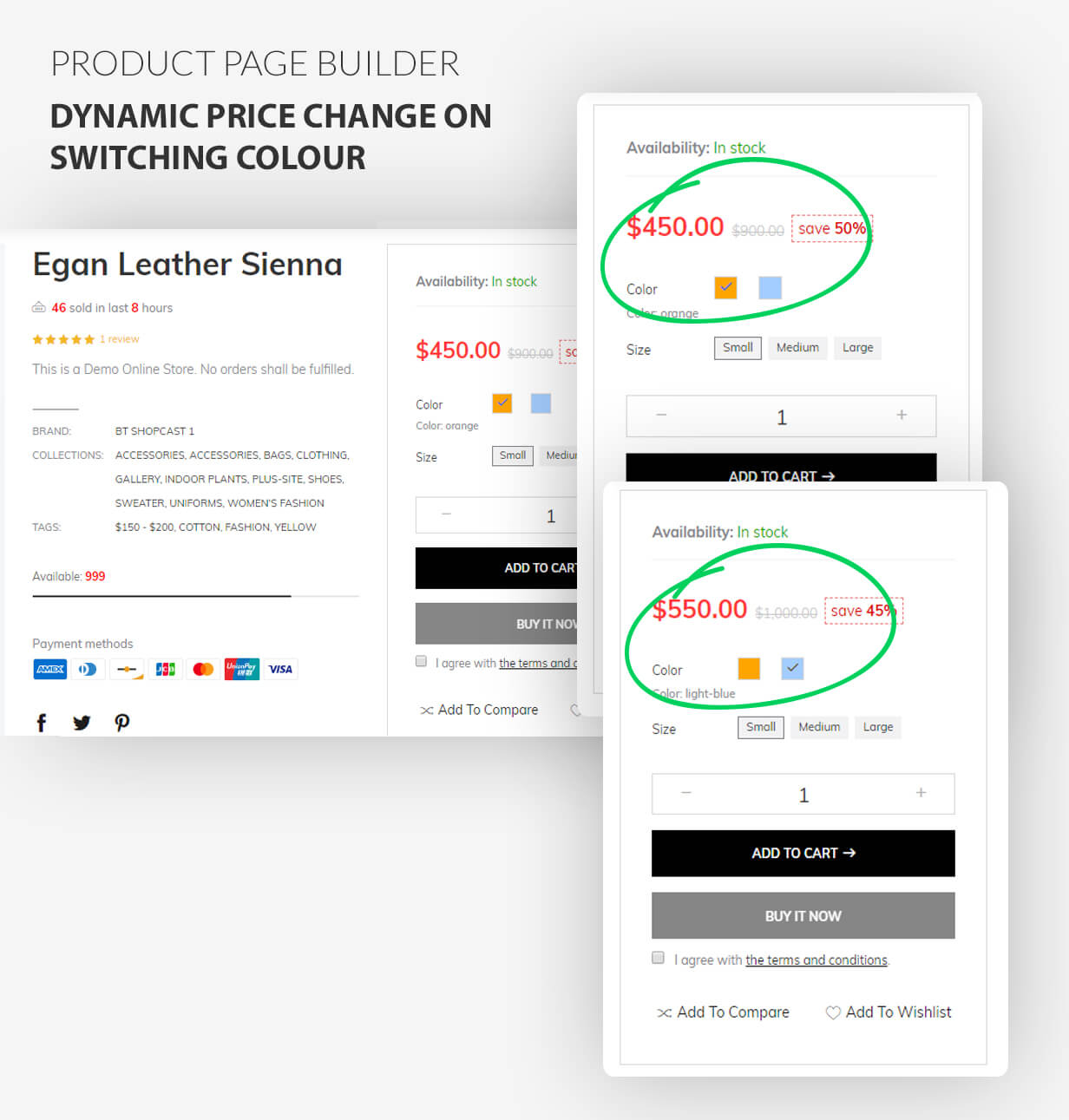 Dynamic price change on change options