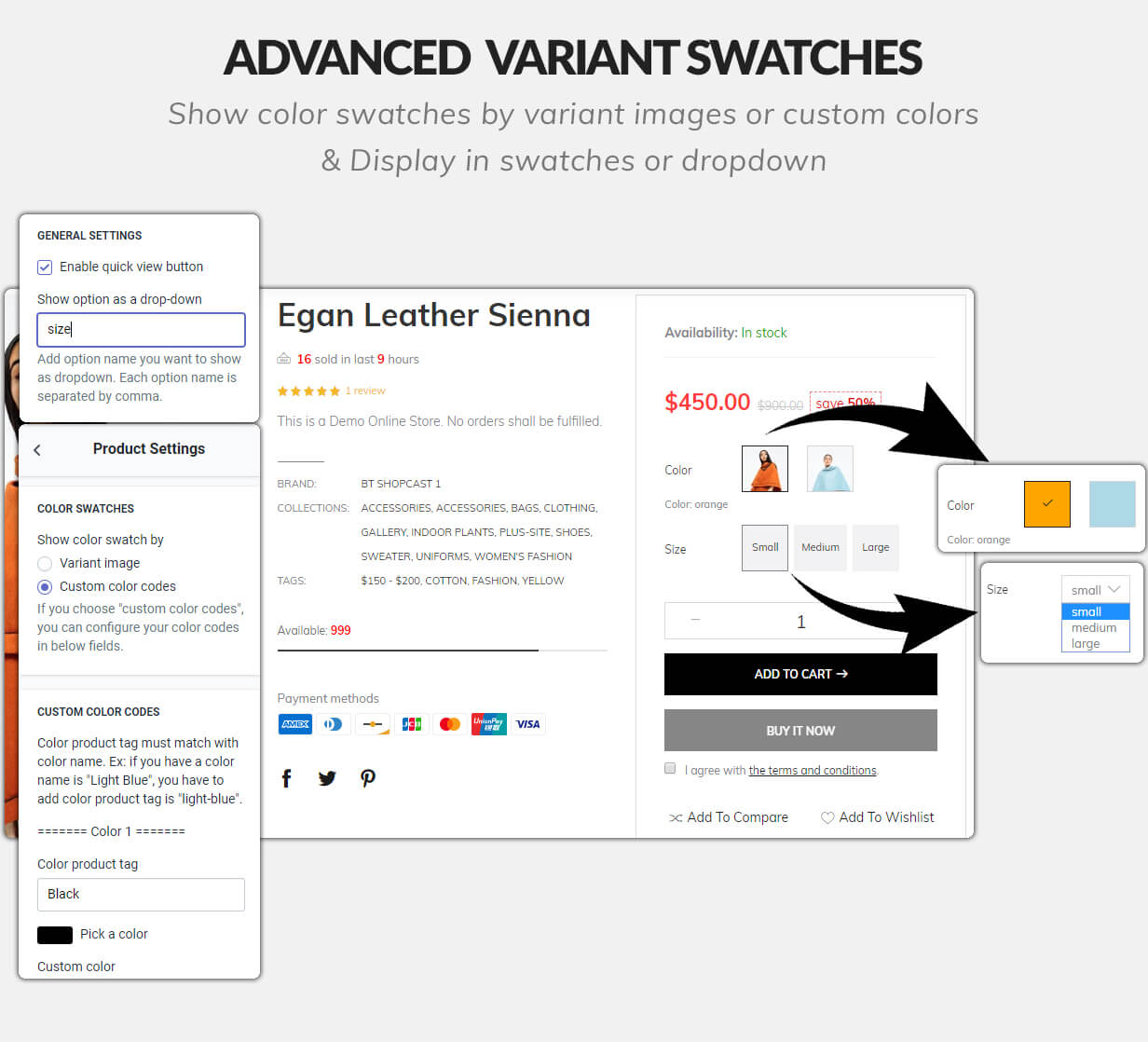 View custom version swatches