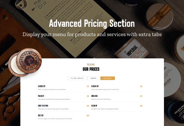 Advanced pricing section