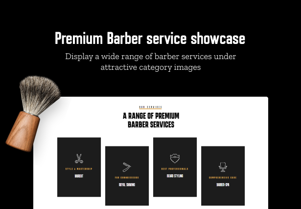 Premium barbershop service displays