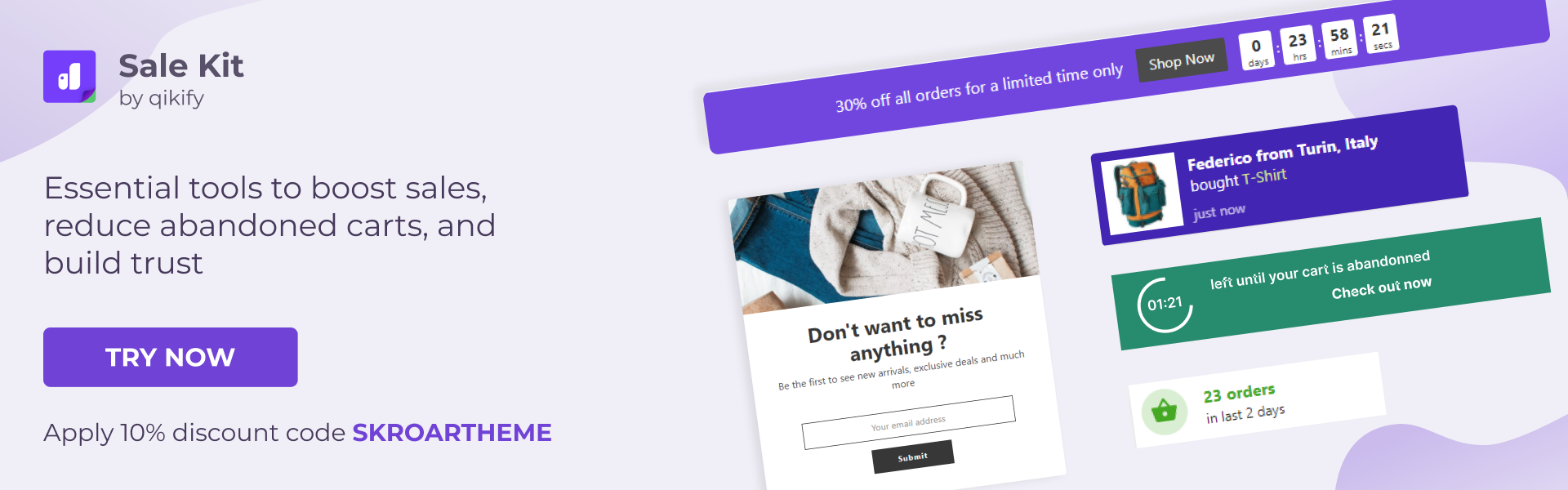Sales kit - sales popup and social proof