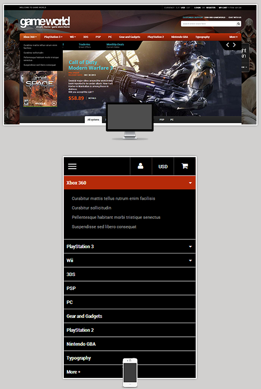 A drop down menu