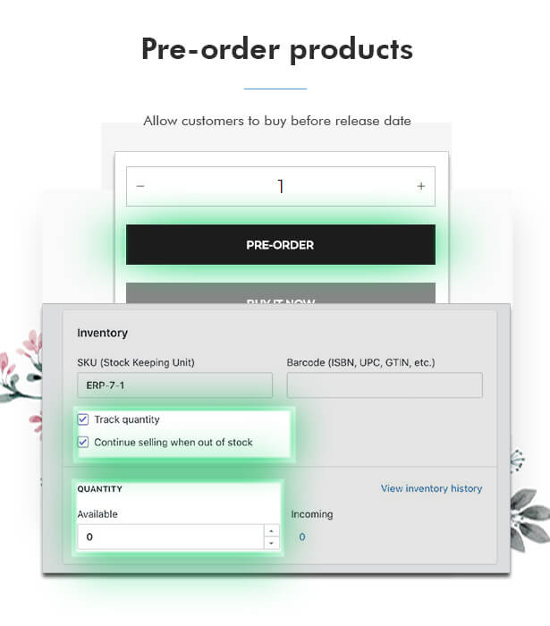 Pre-order product