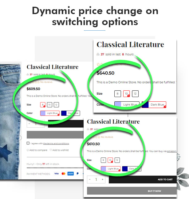 Dynamic change in product price