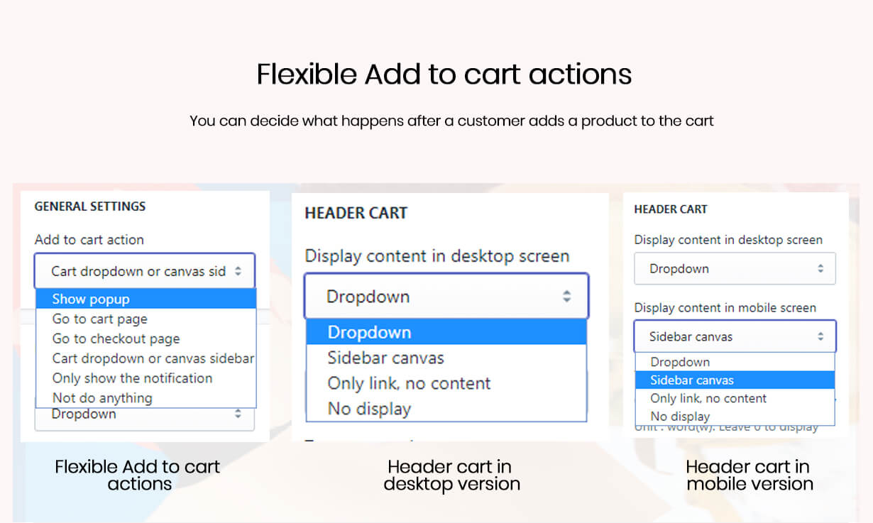 Specify the actions after a customer adds a product to the shopping cart