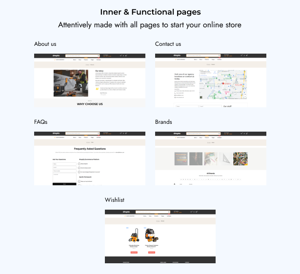 Internal and functional pages