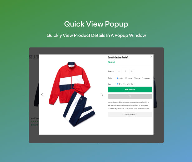 Quick popup view