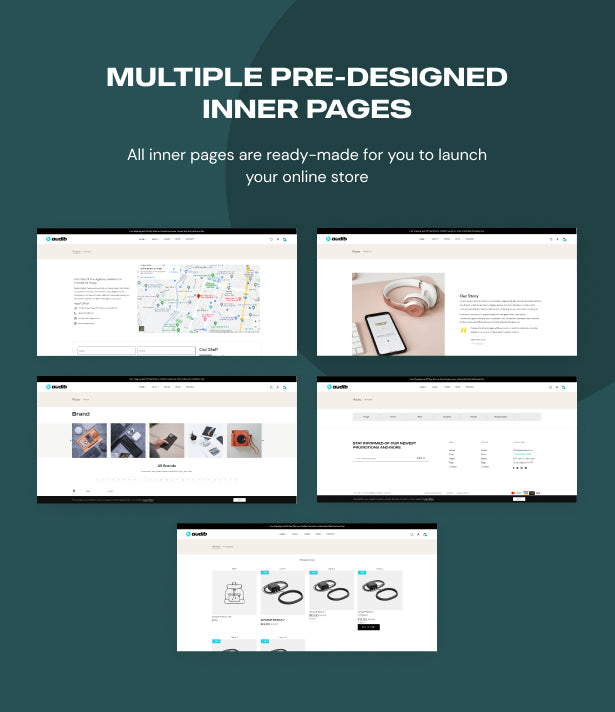 Several pre-designed internal pages