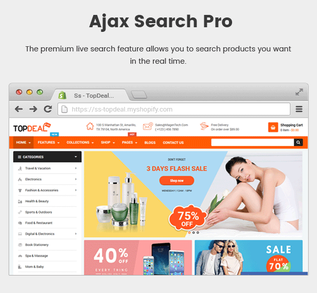 TopDeal - A multipurpose Shopify theme with drag and drop section builder