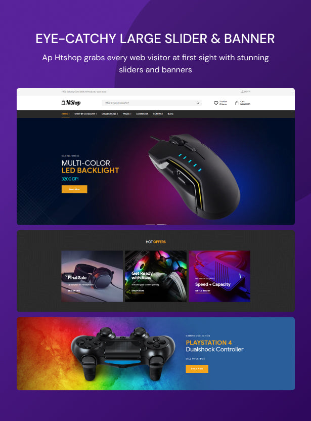 A large eye-catching slider and banner
