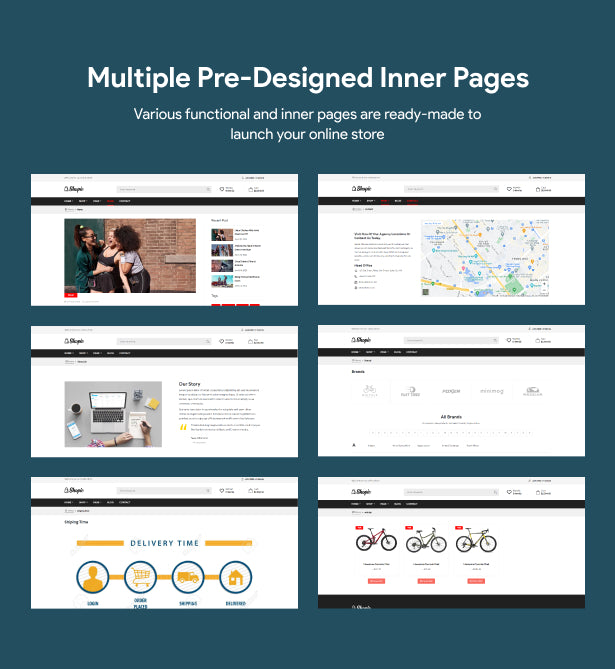 Several pre-designed internal pages