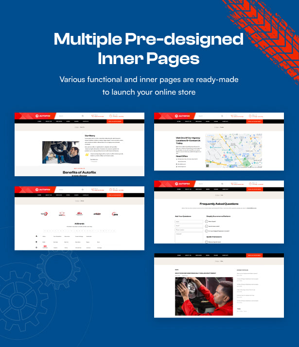 Several pre-designed internal pages