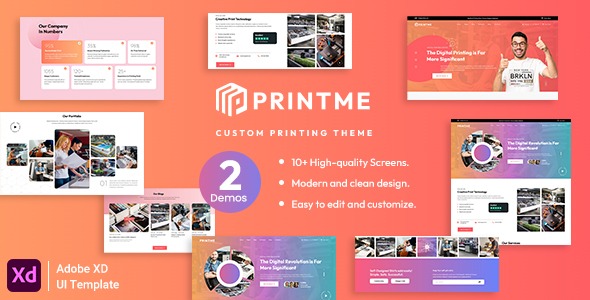 Printme - Printing Company Adobe XD Template