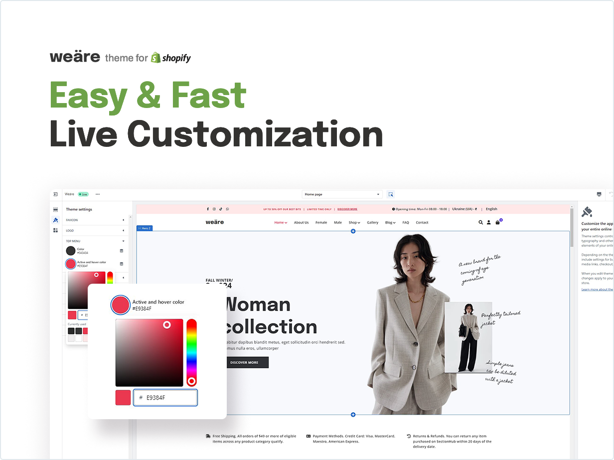 Quick and easy live customization