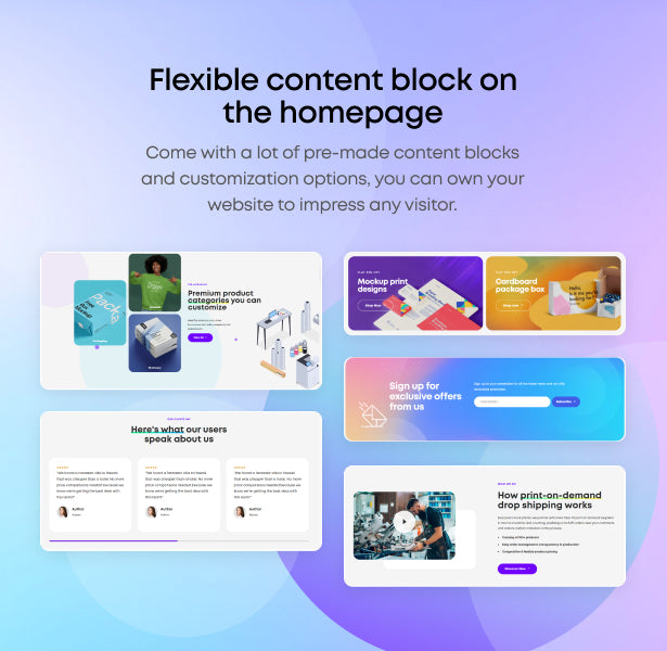 Flexible content blocking on the home page