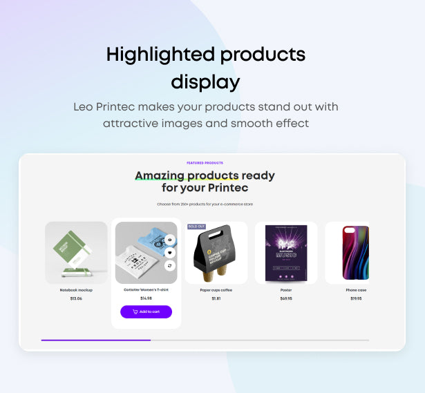 Display of highlighted products 