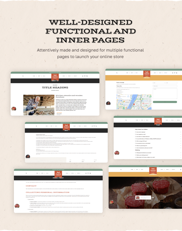 Functional and well-designed internal pages