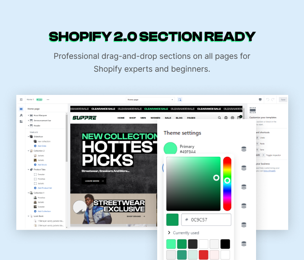 The Shopify 2.0 section is ready 