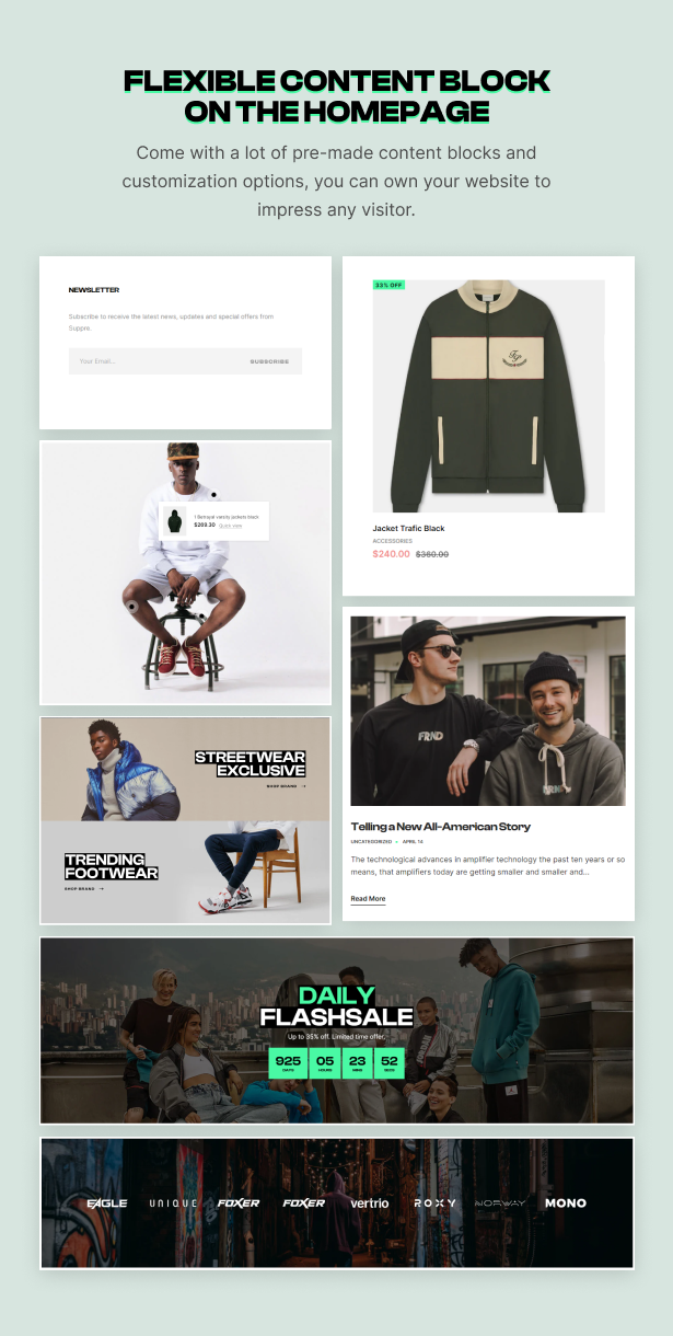 Flexible content block on homepage