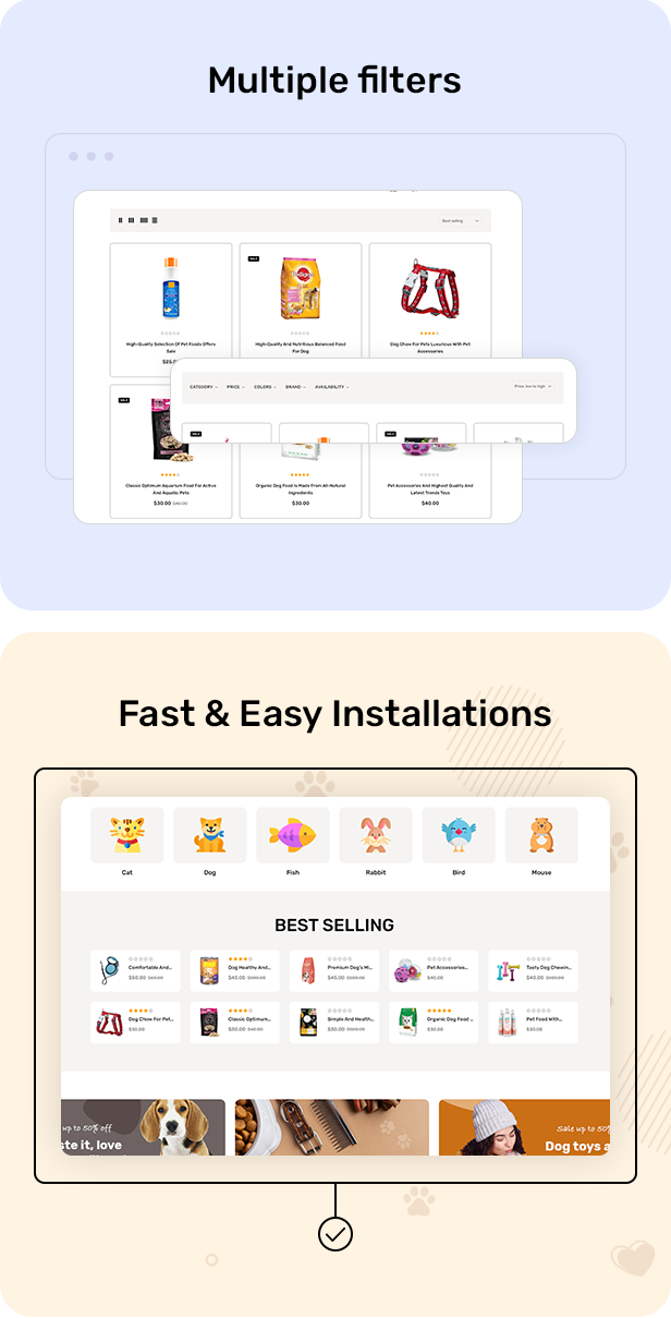 Shopify pet and pet food store