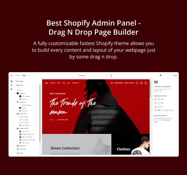 The Best Shopify Admin Panel - Drag and Drop Page Builder 