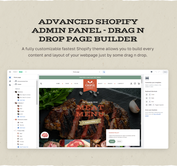 Shopify Advanced Dashboard - Drag and Drop Page Builder  