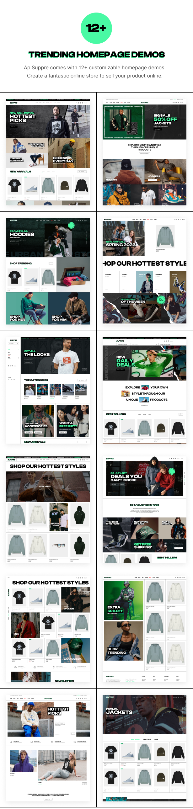 12+ popular homepage demos