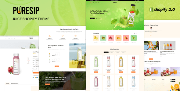 Puresip - Juice & Health Drinks Shopify Theme