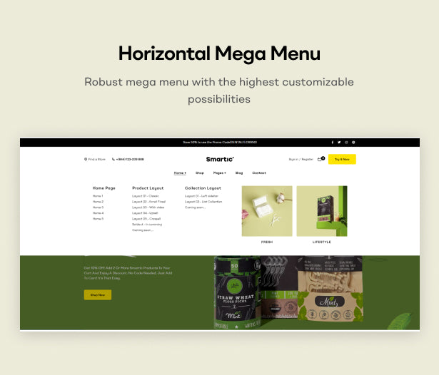 Horizontal Mega menu