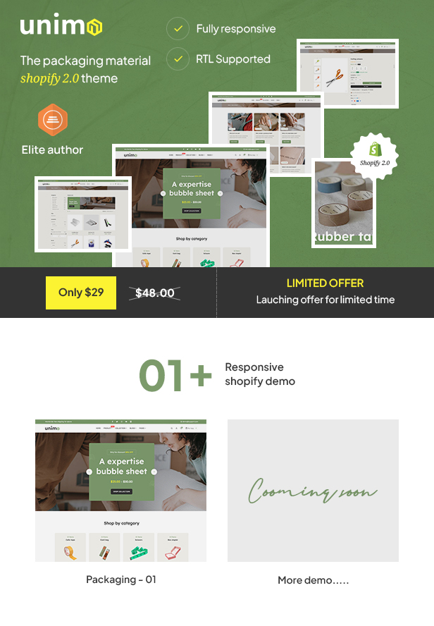 Unimo - The Packaging Material Shopify Theme - 1