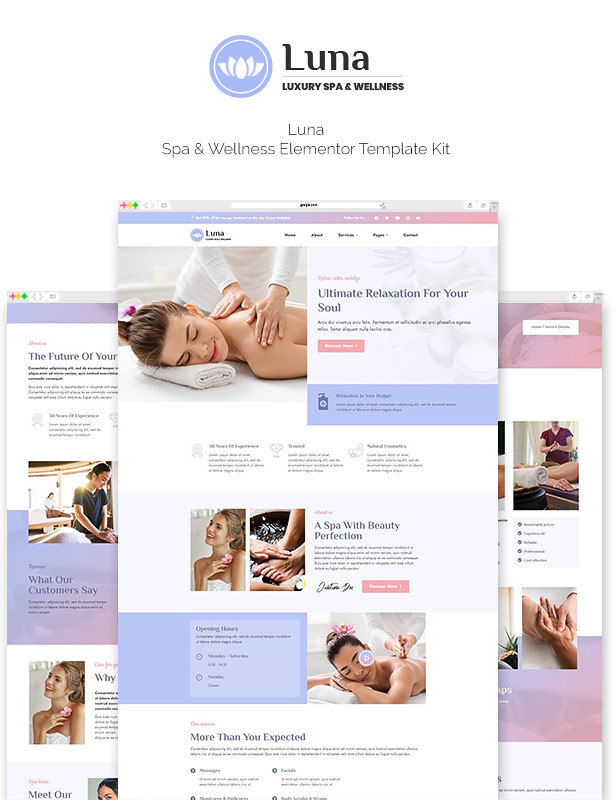 Luna - Spa & Wellness Elementor Template Kit - 2