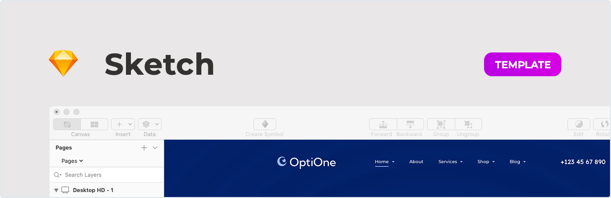 OptiOne – Eye Care Center Template for Sketch