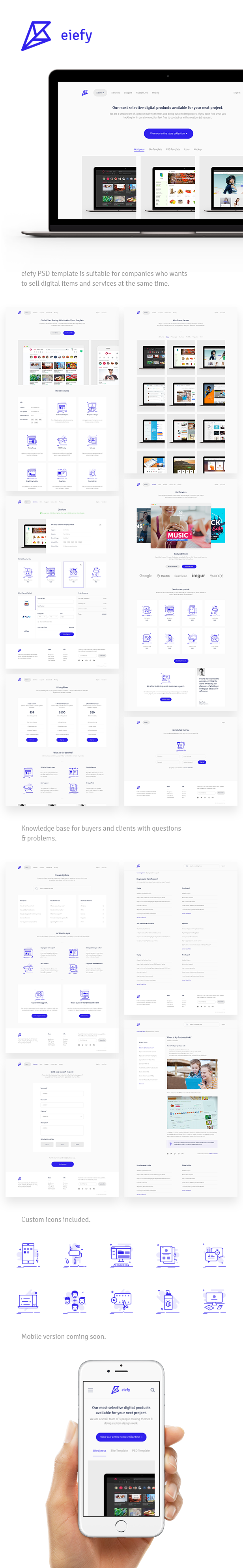 Eiefy: PSD Template for Selling Themes & Services - 13