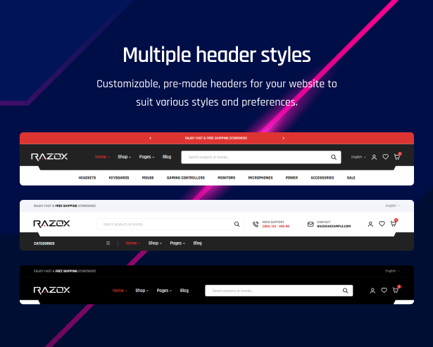 Multiple header styles