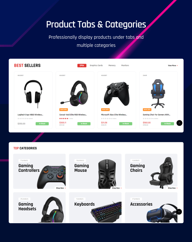 Product Tabs & Categories