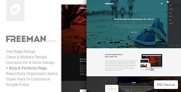 Freeman Studios - Creative One Page PSD Template