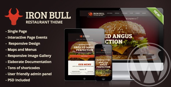 Iron Bull Restaurant Concrete5 Theme